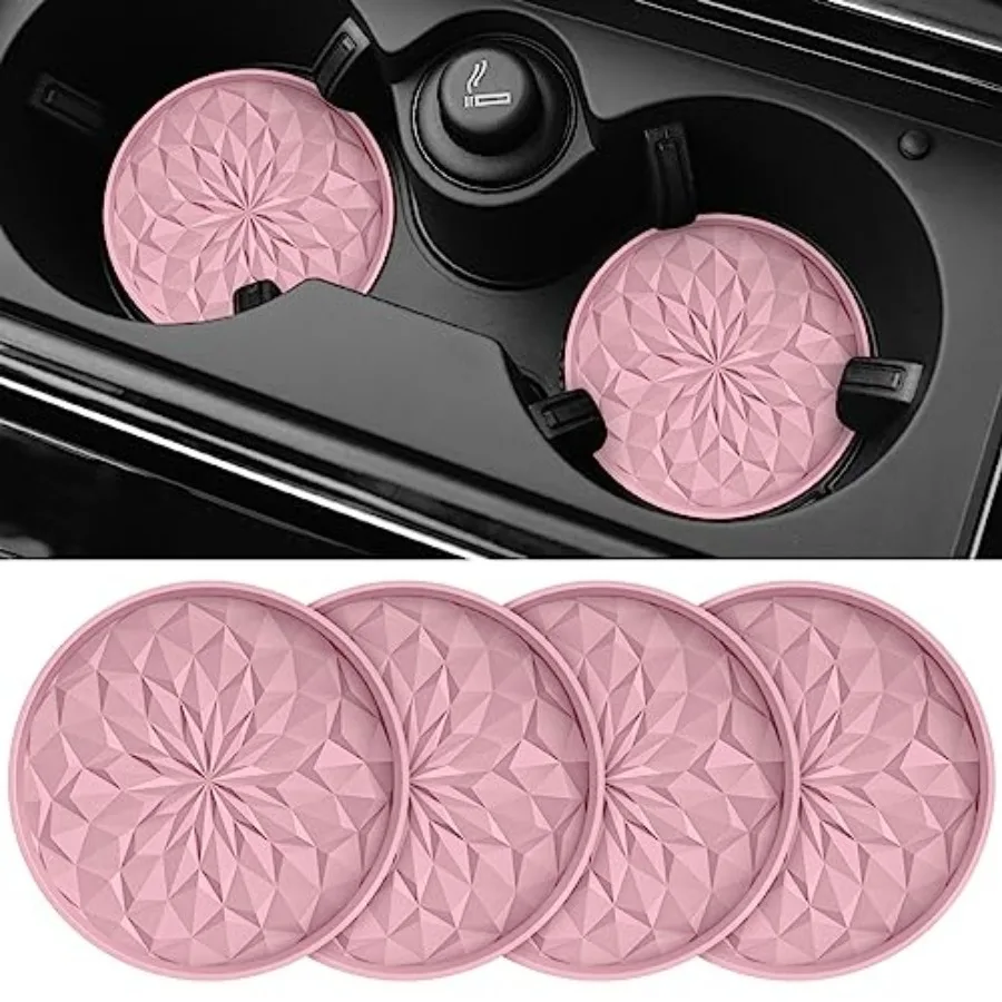 

Car Coasters for Cup Holders [4 Pack] - 2.75In Silicone Auto Mug Mats - Universal Non-Slip Recessed Car Interior AccessoriesDus