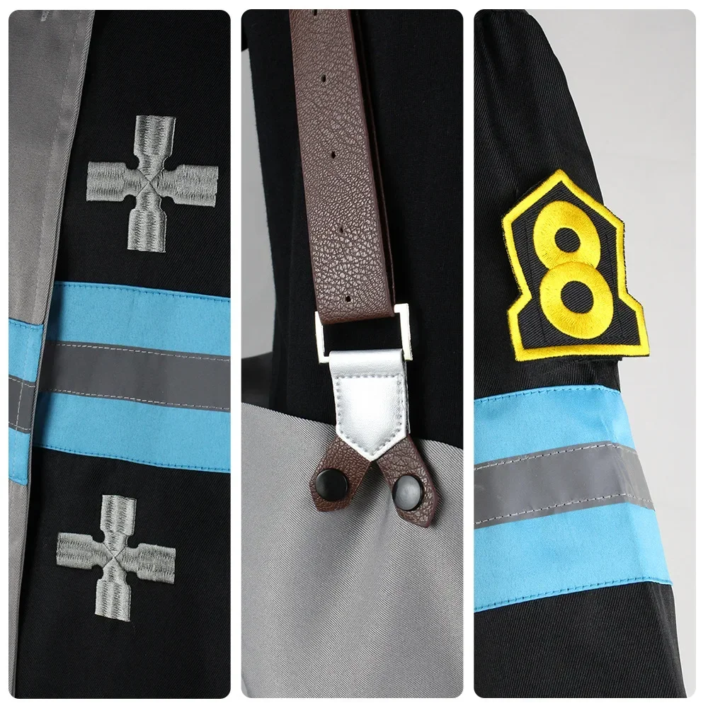 Shinra Kusakabe Costume Cappotto Pantaloni Giubbotti Fire Force Costume Cosplay Enen no Shouboutai Vigili del Fuoco Asa Boiru Uniforme Uomini Ragazzi