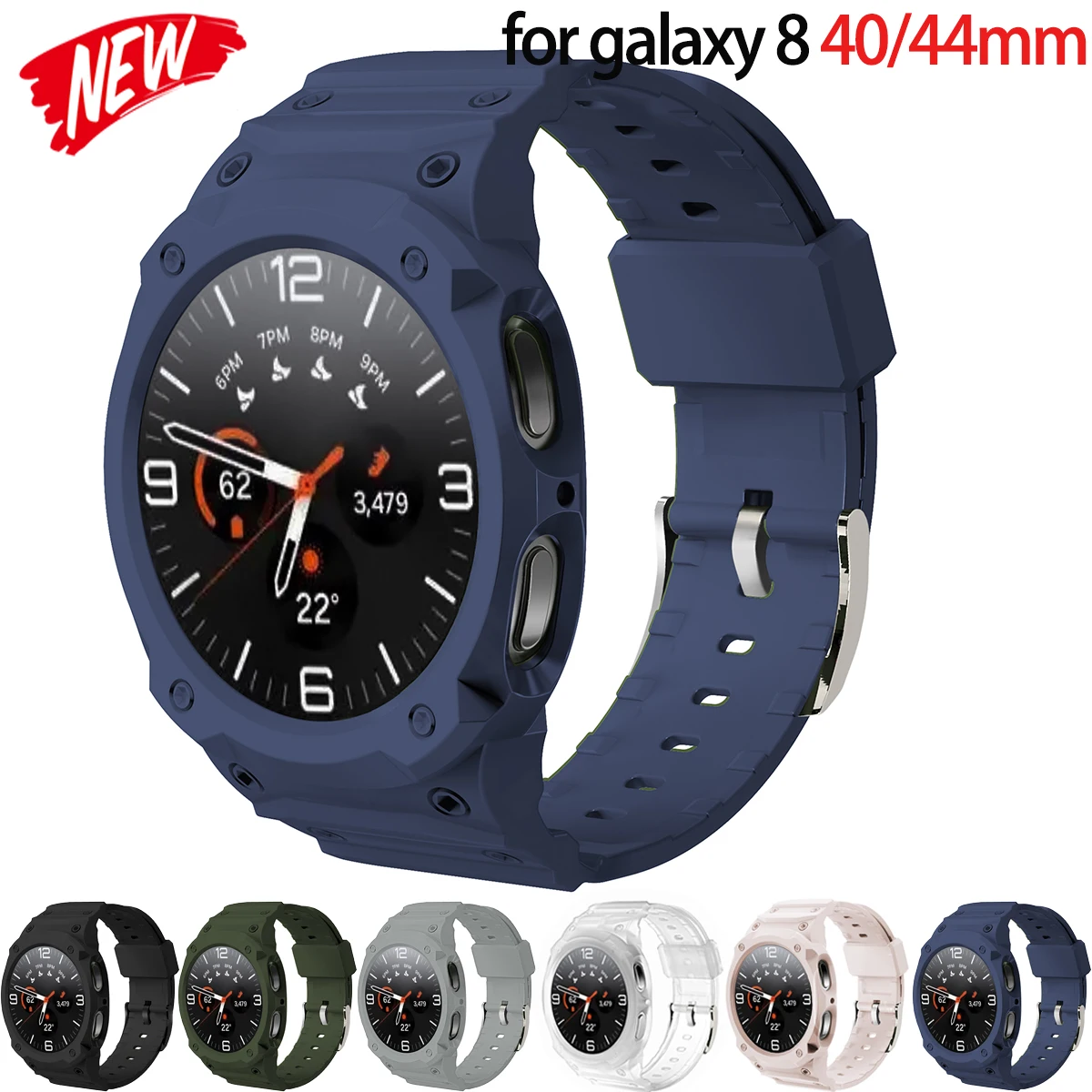 Capa tpu + pulseira para samsung galaxy watch 8 40 44mm 2 em 1 pulseira para galaxy 8 44 40mm protetor de tela capa pára-choques pulseira esportiva