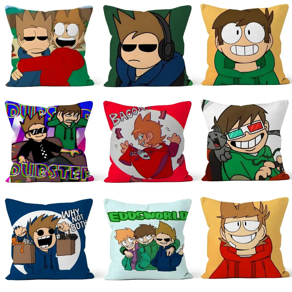 Cartoon Eddsworld Edd Tom Tord Matt Cushion Cover Throw Pillow Soft Short Plush Cozy Durable For Sofa Bedroom Home Decor Gift