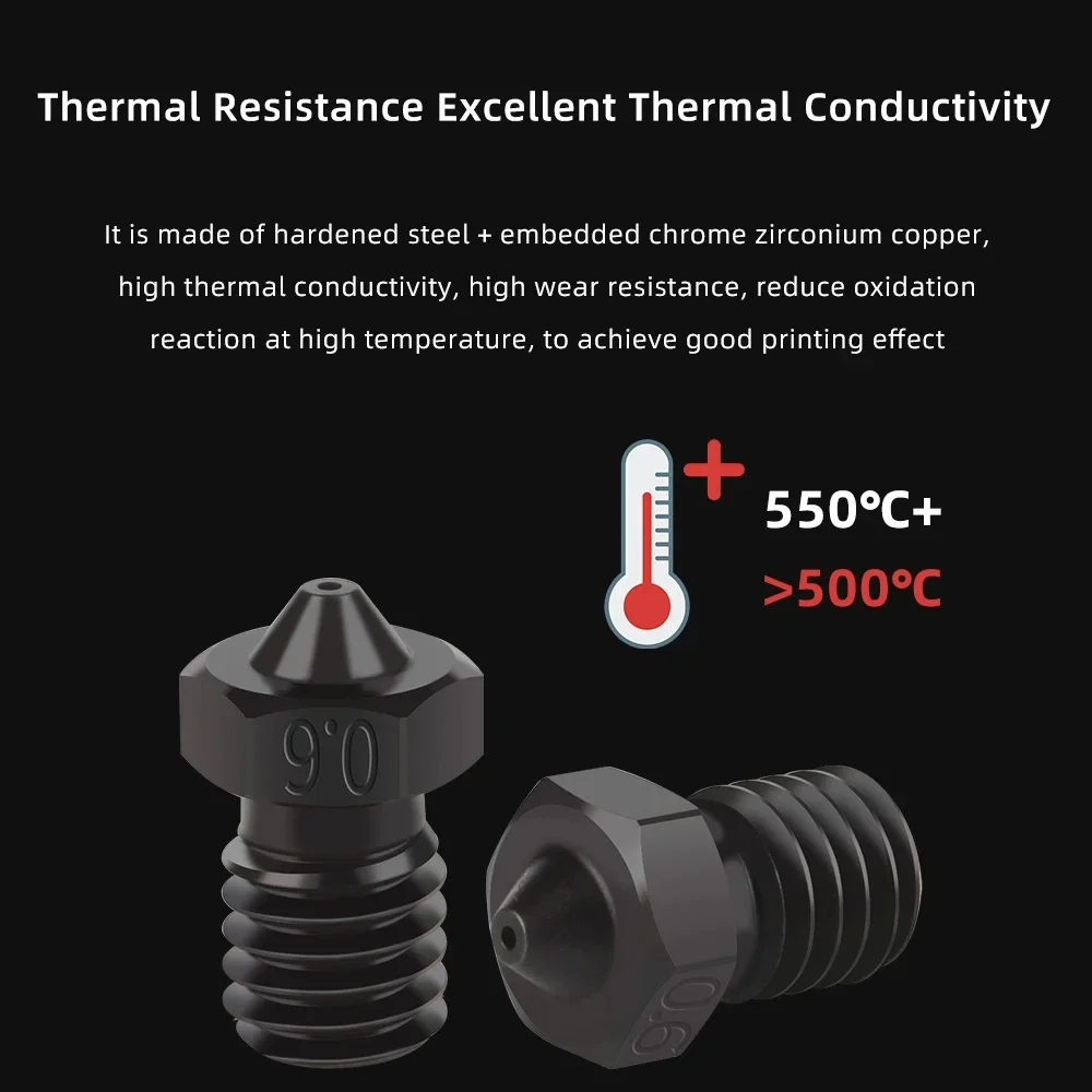 Buse E3D en acier trempé 0.2/0.4/0.6/0.8mm pour extrudeuse Titan Prusa i3 MK3 MK3 + E3D V6, accessoires d'imprimante 3D