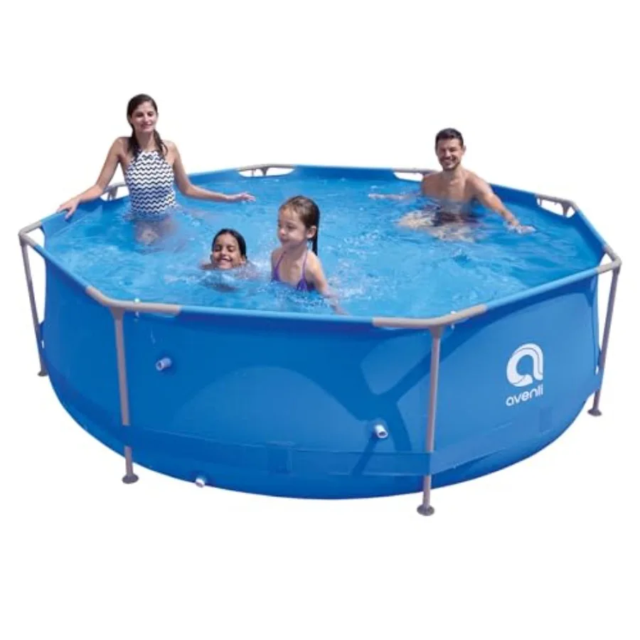 Above Ground Swimming Pool for backyard use, steel frame, silver, rust-resistant coating