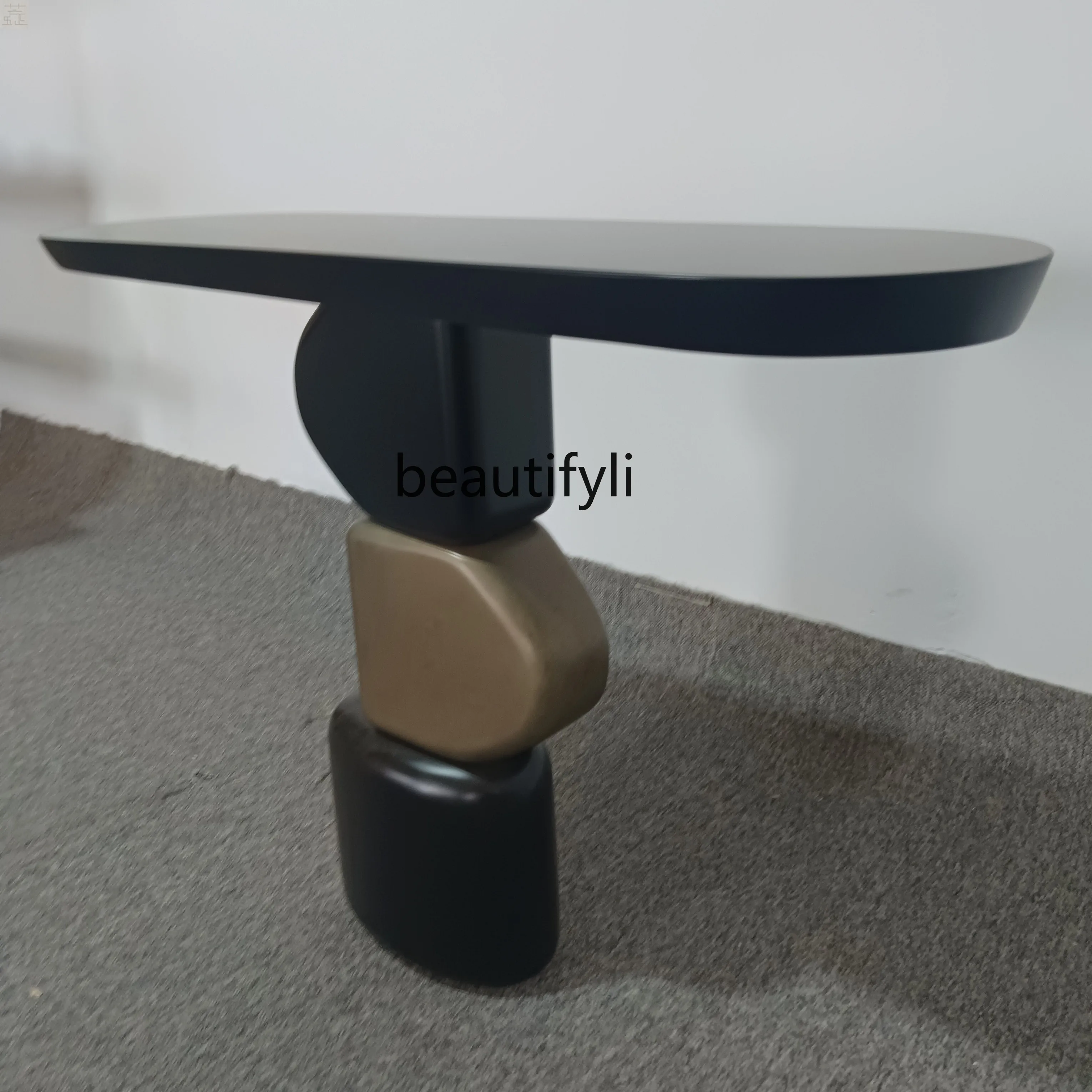 

Nordic Designer Wabi-Sabi Style Coffee Table Creative Irregular Shape Coffee Table Living Room Glass Steel
