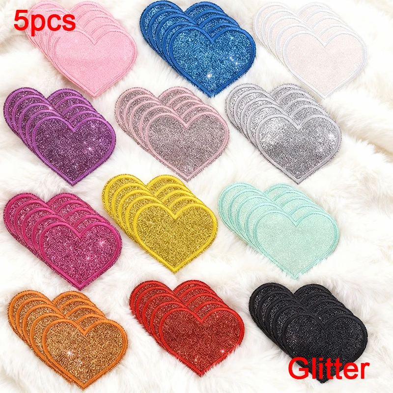 Parche termoadhesivo corazones con lentejuelas brillantes DIY