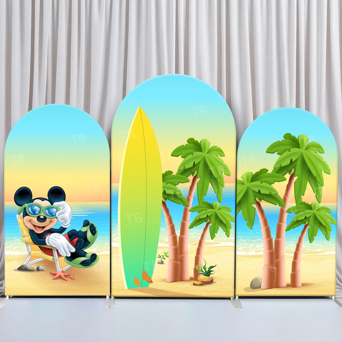 

TB Disney Mickey Mouse Arch Backdrop Cover Kids Birthday Baby Shower Photography Background Party Decor Props Elastic Fabric