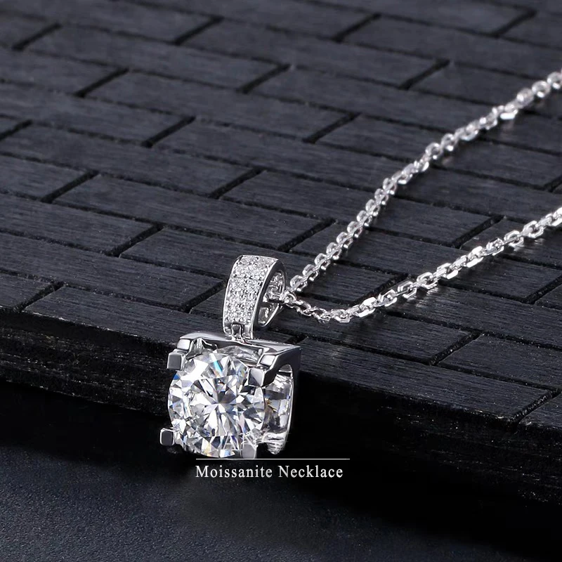 1CT Moissanite Pendant Necklace Pass Diamond Tester For Women Top Quality  925 Sterling Silver Wedding Party Bride Fine Jewelry