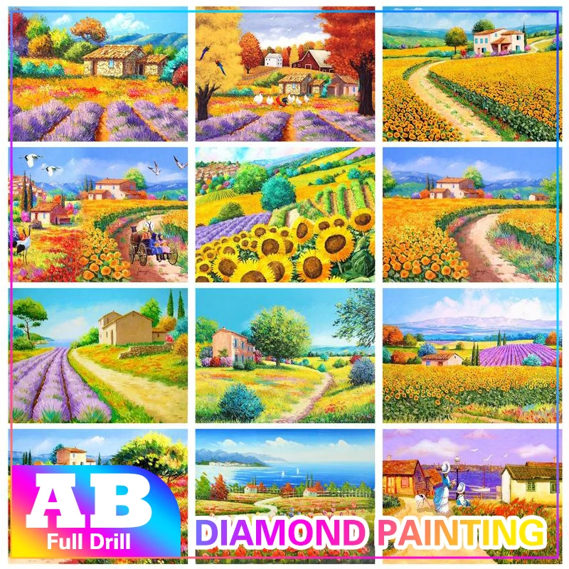 GATYZTORY 40x50cm Diamond Painting With Frame Landscape Kill Time Full Square Round Cross Stitch Wall Decors Flowers Diy Gift