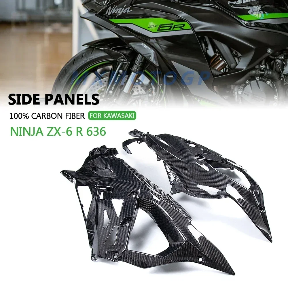 

For KAWASAKI NINJA ZX-6 R 636 ZX6R 636 2024 2025 100% Carbon Fiber Side Panels Fairings Motorcycle Accessories