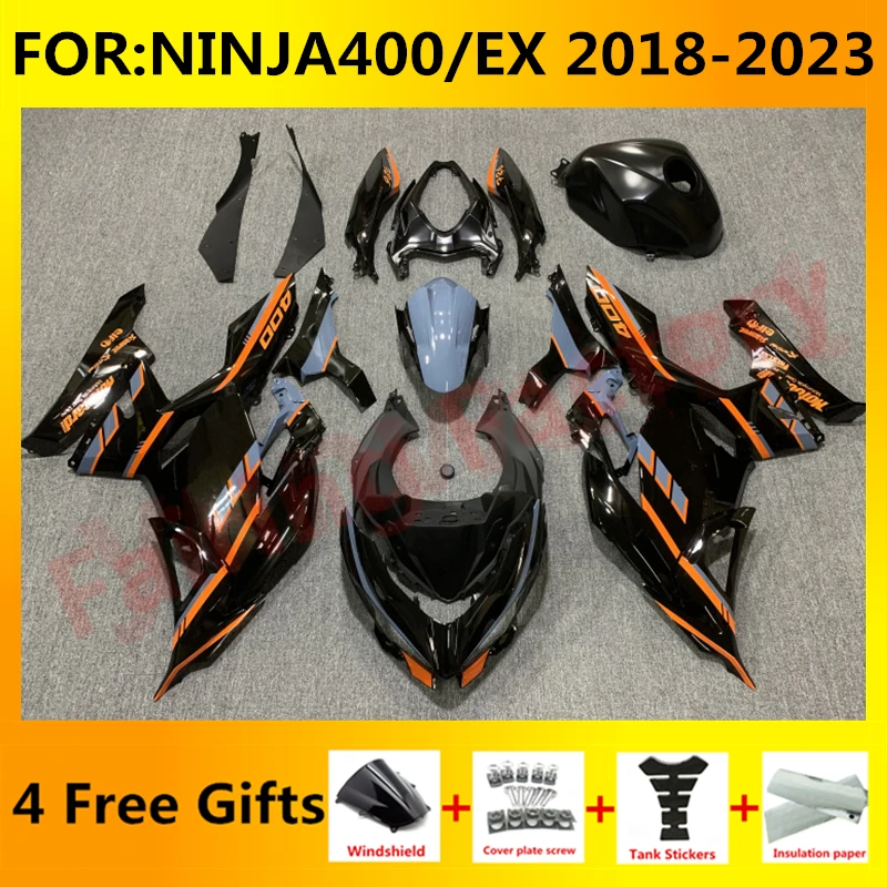 

Новый комплект обтекателей для мотоцикла ABS подходит для Ninja400 EX400 EX Ninja 400 2018 2019 2020 2021 2022 2023 полный комплект обтекателей черный оранжевый
