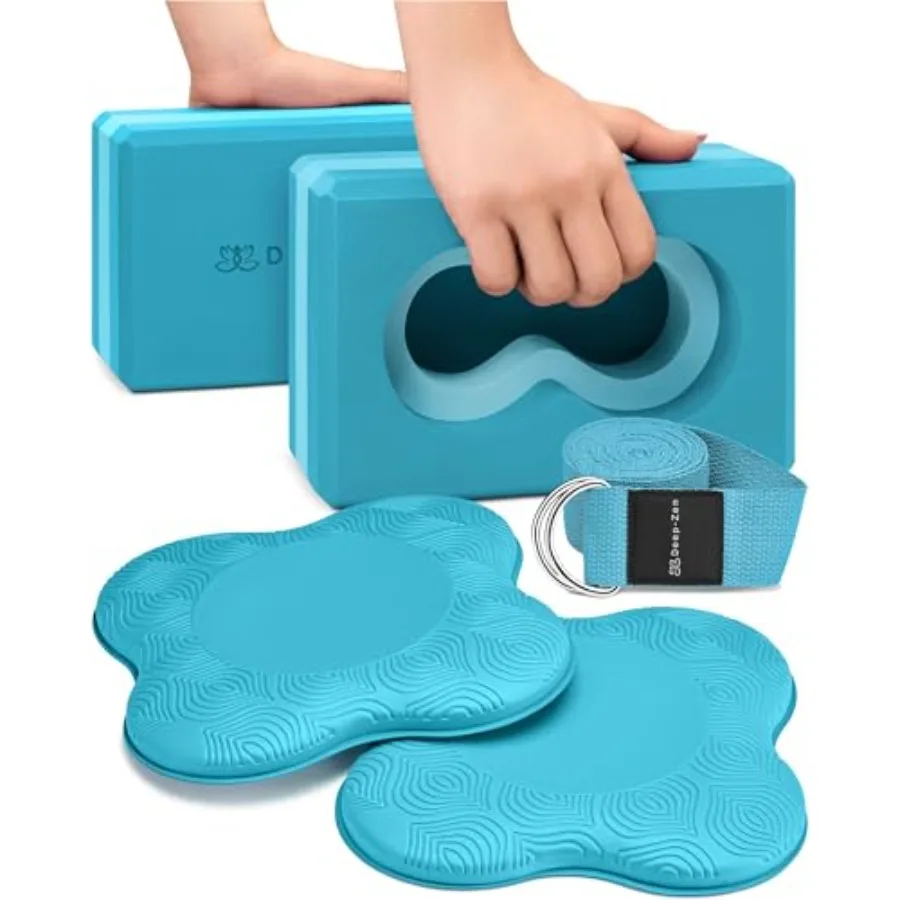 

® Yoga Blocks Wrist Support; Yoga Blocks 2 Pack with Knee Pads and Strap to Put Less Weight on Wrists; Durable Versatile Yoga B