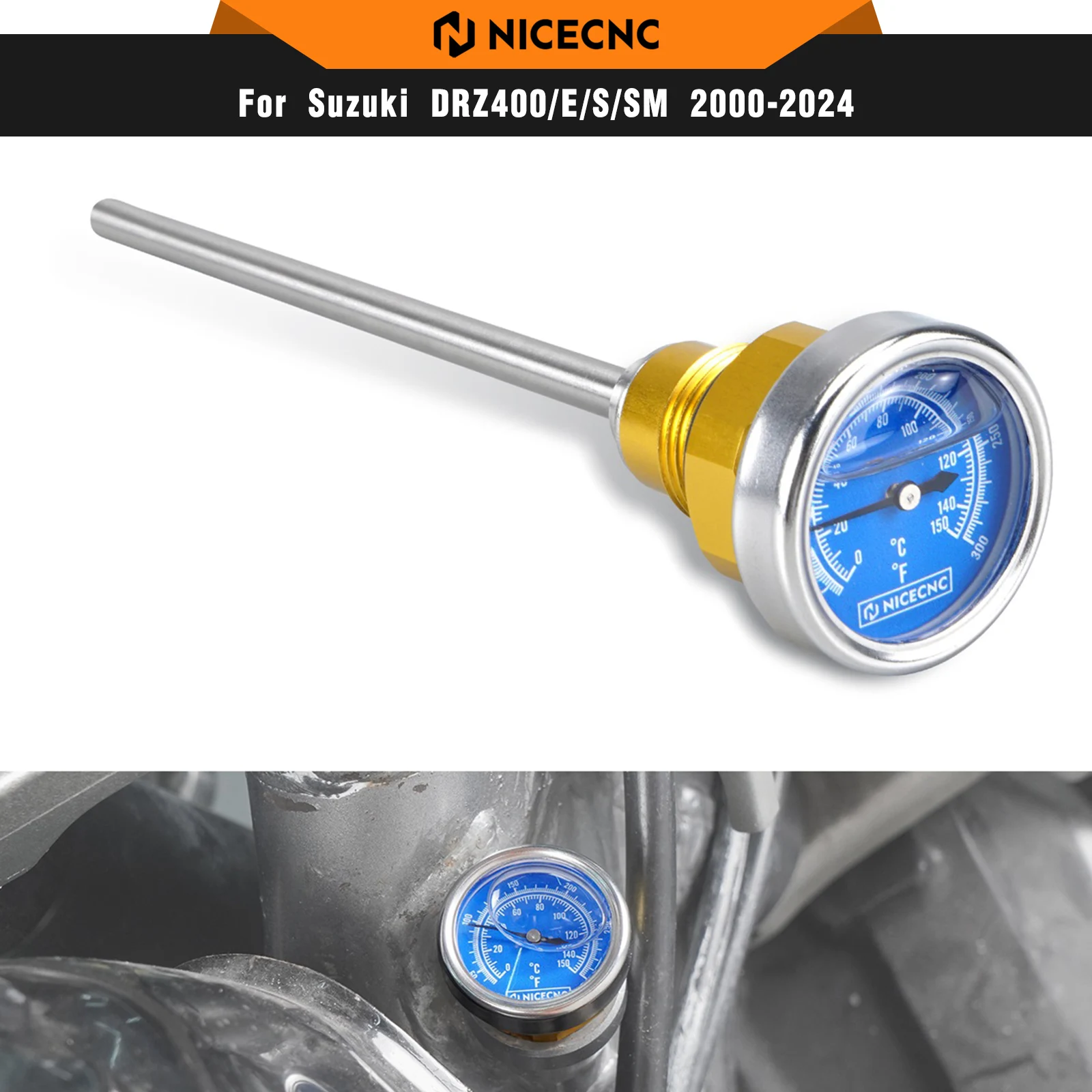 

NICECNC For Suzuki DRZ400 DRZ400S DRZ400E DRZ400SM DR-Z 400 E S SM 2000-2024 Motorcycle Oil Temperature Thermometer Dipstick