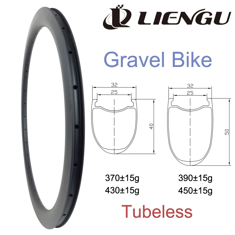 

Gravel Bike 700C Carbon Rim 40mm or 50mm Depth 32mm Width 25mm Inner Wide Cyclo-cross Disc Brake Bicycle 700 Tubeless Wheel