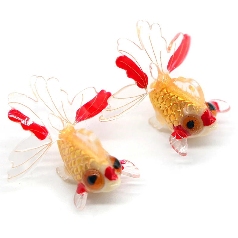 Cute Mini Resin Goldfish Model Charms Pendant For Earring Keychain DIY Decorative Creative Micro Landscape Dollhouse Decoration