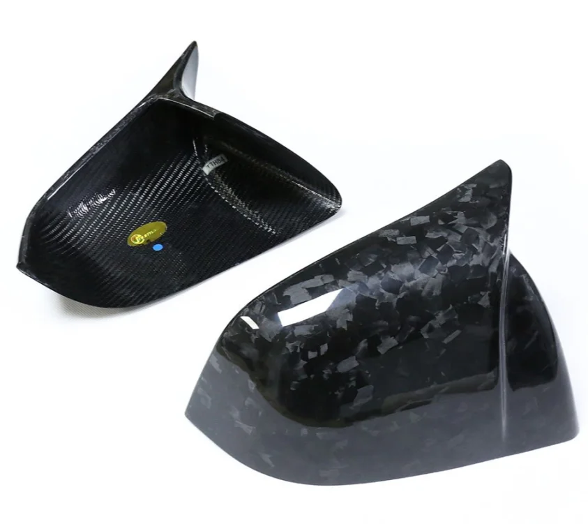 For  Model Y 2020 2021 2022 2023 Mirror Cover Add On Forged Carbon Fiber Car Exterior Rearview Reverse Shell Rear View Caps