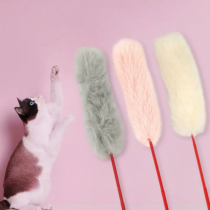 5-50pcs Cat Toy Random Plush Ball Cat Teaser Stick Plush Ball Short Rod InteractionTeasing Rod Cat Funny Scratch Toy Wholesale