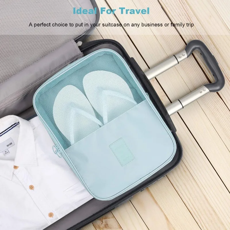 Shoe Storage Bag, 3-Layer Thick Twill Oxford Cloth Portable Shoe Pouch Holds 3 Pairs of Shoes for Travel Daily Use
