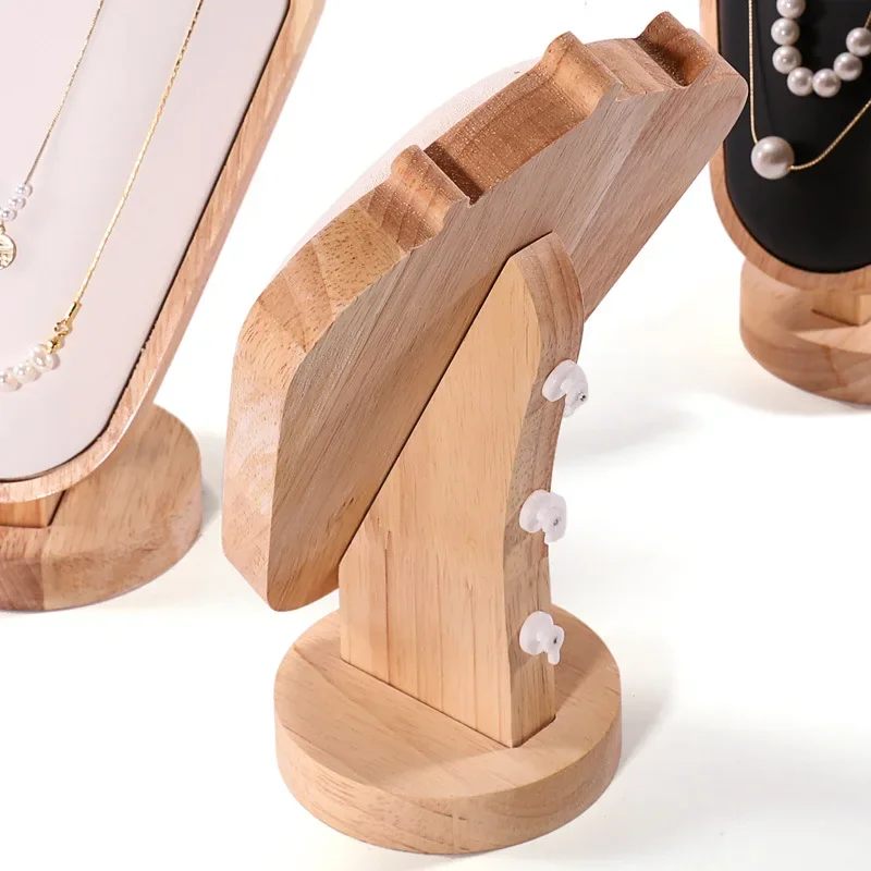 Jewelry Window Exhibitor Portrait Model Showcase Rack Wood Neck Model Pendant Ornament Organizer Prop Necklace Display Stand