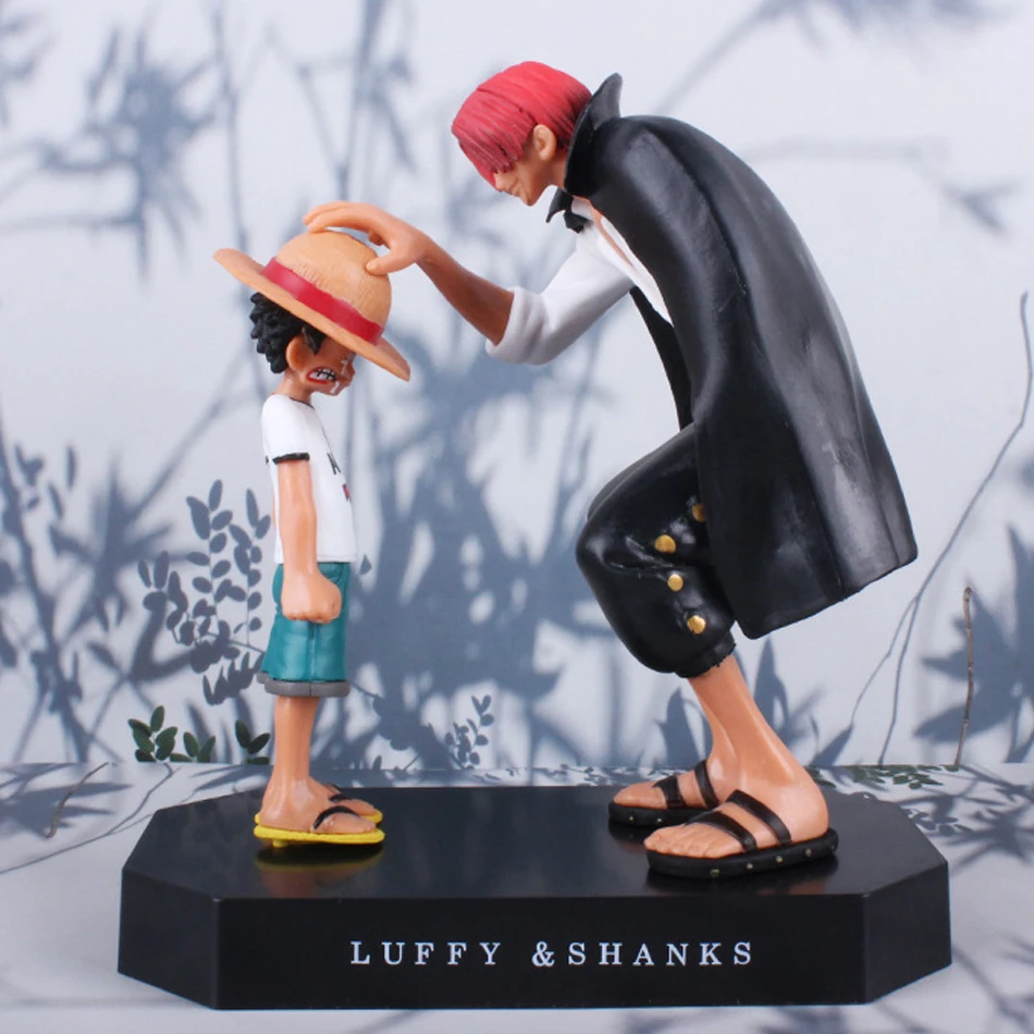 Anime uma peça figuras de ação luffy shanks infância sonho chapéu de palha kawaii modelo pvc macaco d luffy brinquedos colecionáveis boneca presente