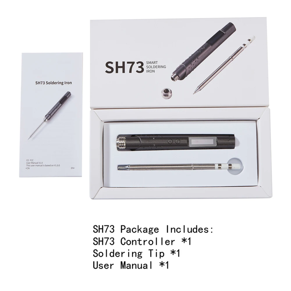 1Pcs DC12-24V SH73 OLED Mini Electric Soldering Iron 65W Adjustable Temperature Portable Solder Welding Station 100-400℃