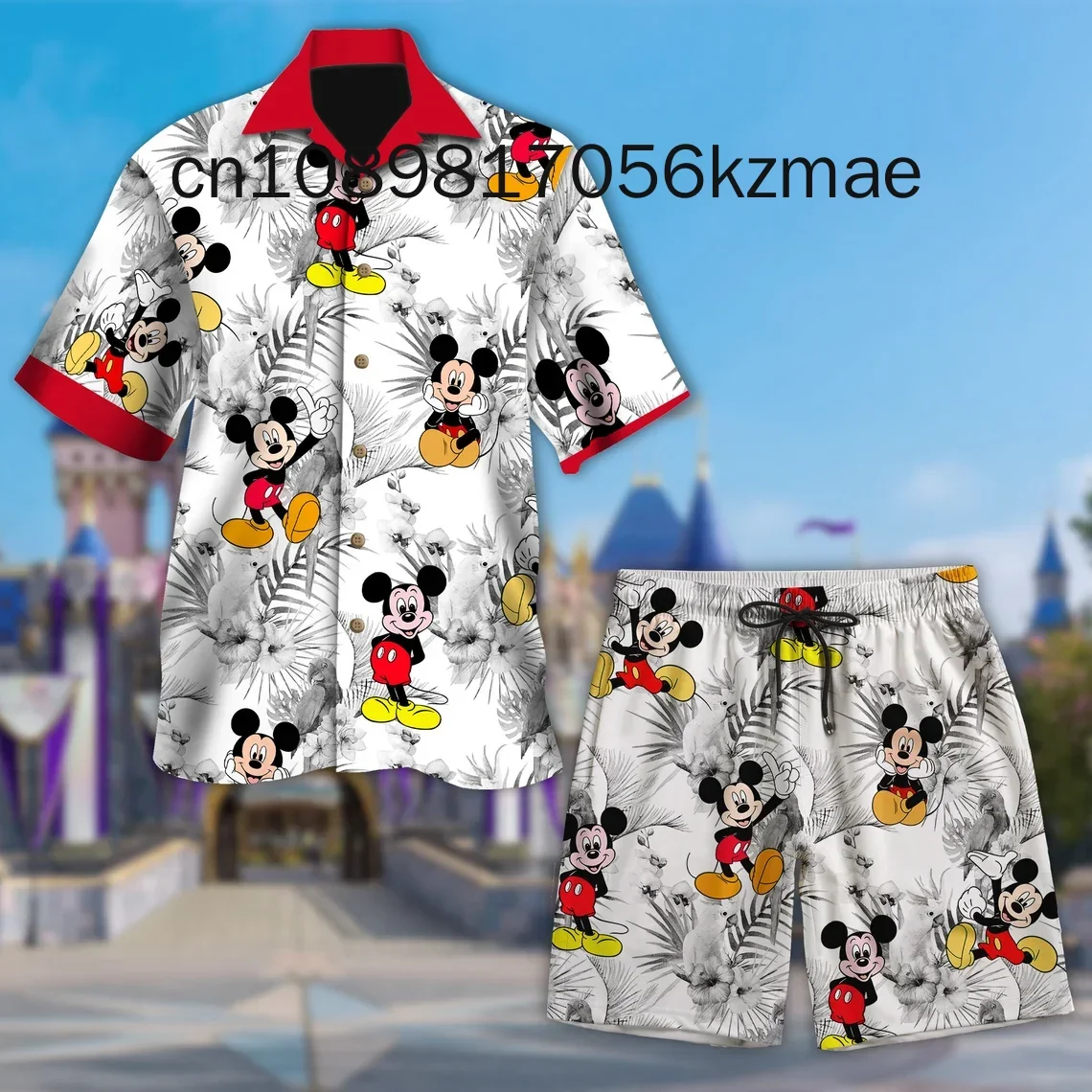 Mickey Mouse Cruise Pirate Hawaii Beach Shirt Shorts Set Casual Beach Vacation Short Sleeve Set Disney Beach Retro Button Shirt