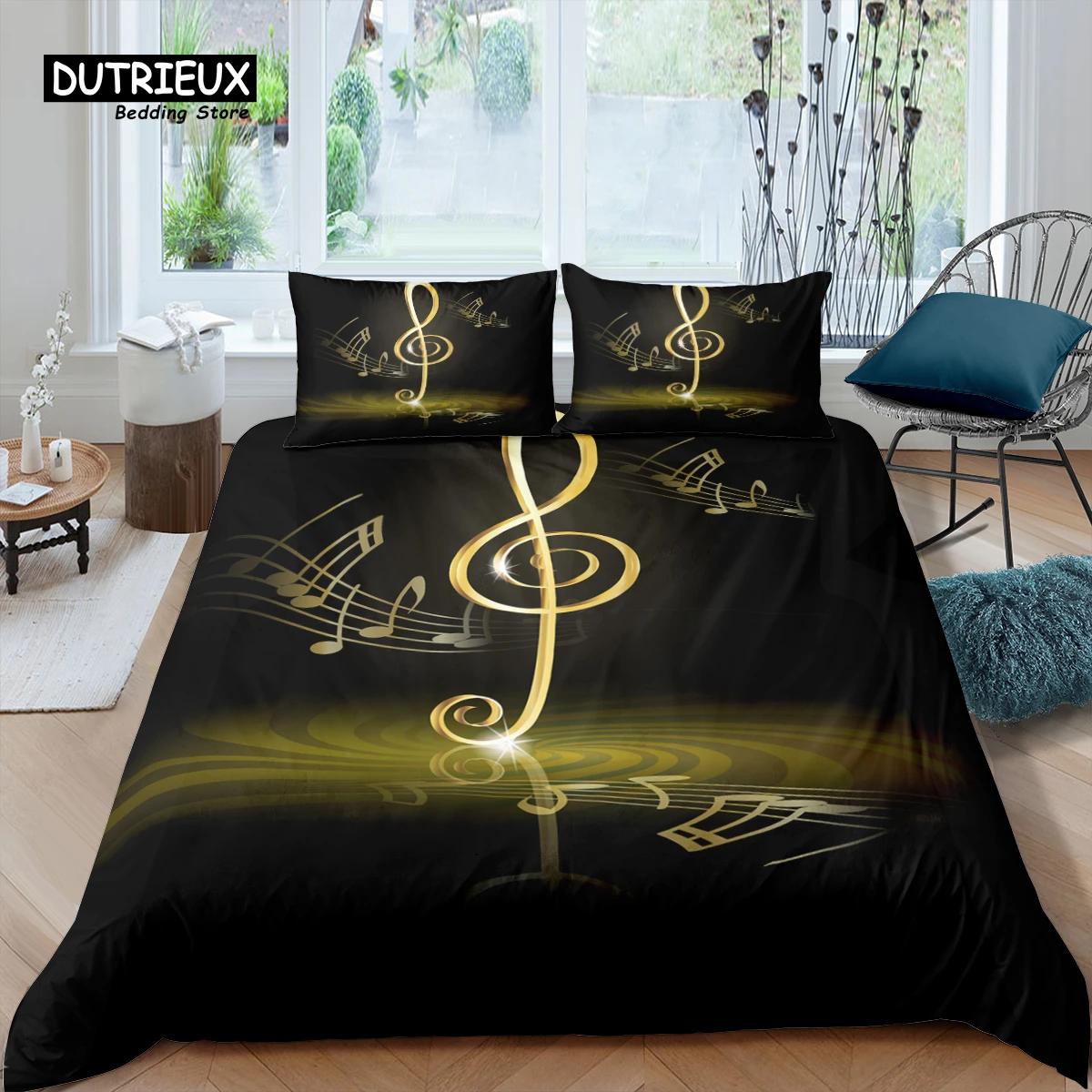 

Home Living Luxury 3D Piano Notes Bedding Set Girl Duvet Cover Set Pillowcase Kids Bedding Set Queen and King EU/US/AU/UK Size