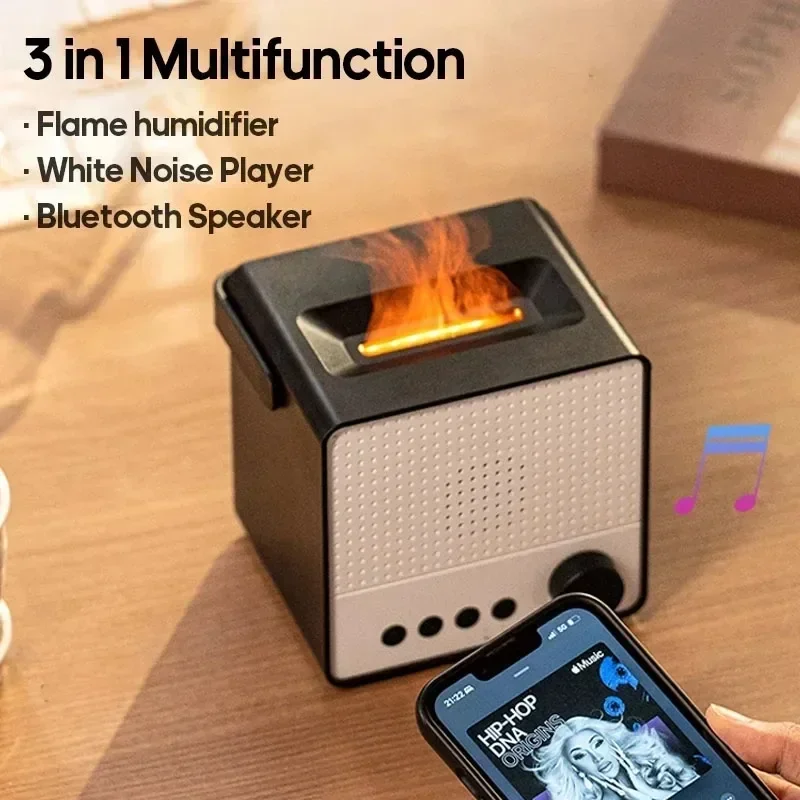 A Creative Simulation Of Colorful Flame Diffuser Wireless Smart Bluetooth Speaker Household Fog Humidifier