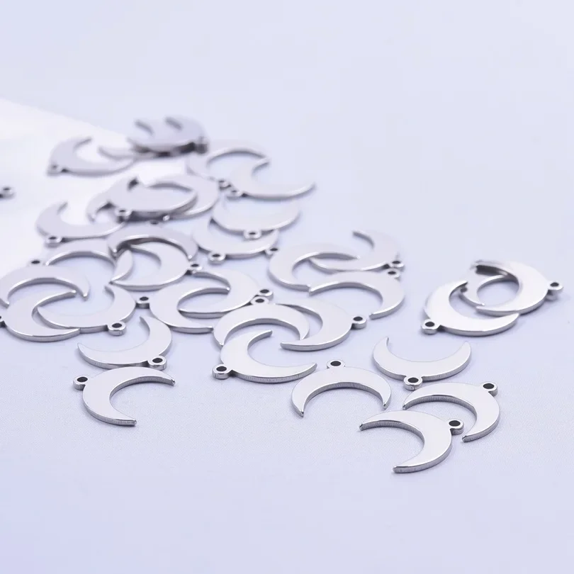 

WZNB 20Pcs Crescent Moon Charms Stainless Steel Pendant for Jewelry Making Diy Earring Necklace Supplies Accessories Wholesale