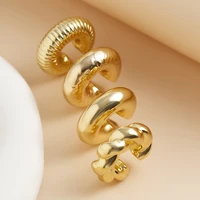 Lot de 4 clips d'oreille en acrylique en forme de C pour femme, couleur or et argent, sans perçage, boucles d'oreilles rondes, bijoux punk pour femme 5