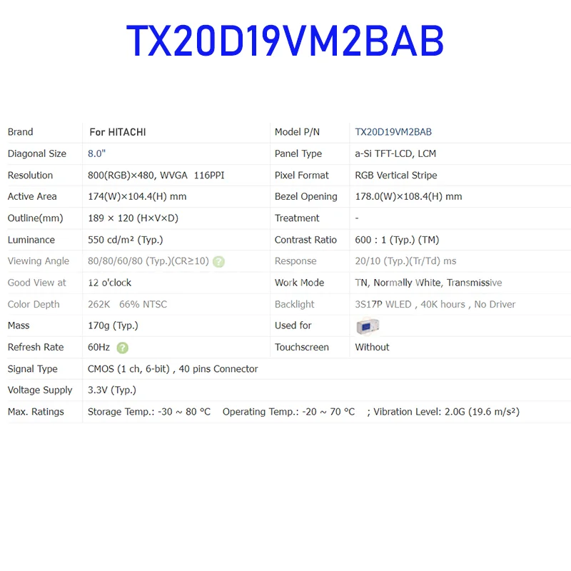 Imagem -02 - Painel de Tela Lcd Original para Hitachi Tx20d19vm2bab 80 Polegadas Novo e Rápido Transporte