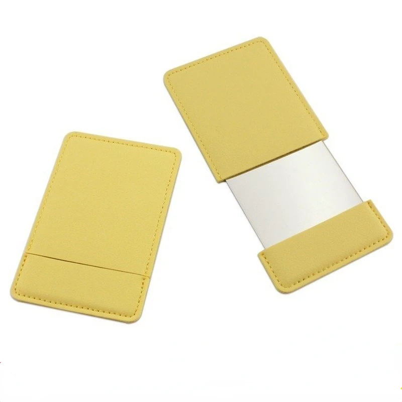 1 pz Portable Card Style Mini Shatter Proof Pocket specchio cosmetico copertura in pelle PU specchio per il trucco infrangibile in acciaio