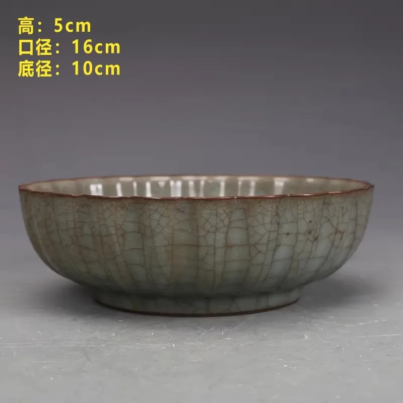Collection old Chinese Song Dynasty official kiln celadon with lotus mouth bowl antique curio, Free Shipping