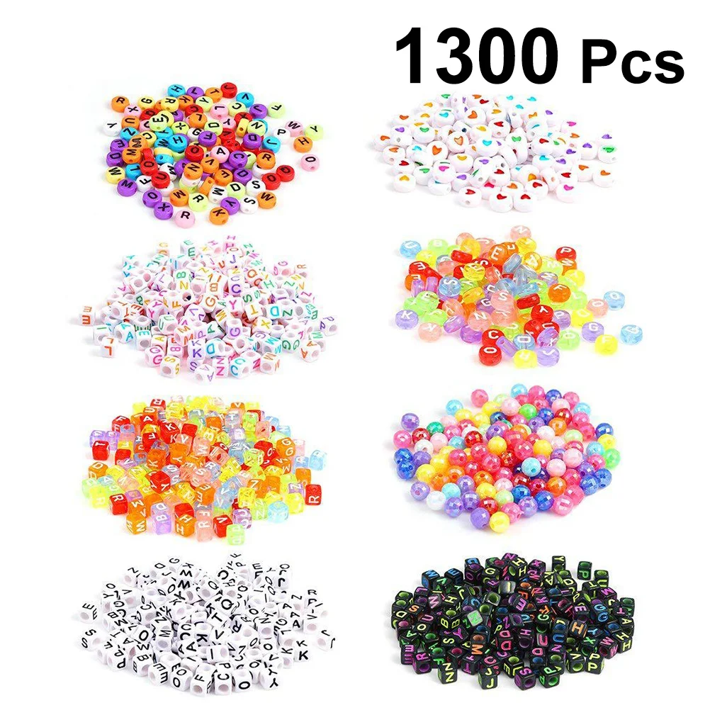 1300 قطعة الخرز الأبجدية الملونة الاكريليك الحرفية الخرز للأطفال Diy بها بنفسك صنع المجوهرات مجموعة الديكور عدة الأطفال طفل التعلم