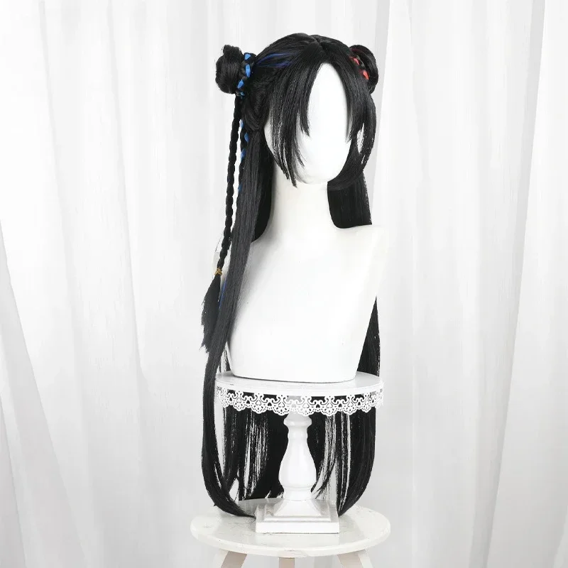 qwerrtyu. 123456   Zai شعر مستعار تأثيري الألياف الاصطناعية لعبة Naraka Bladepoint طويل أسود العجين المقلي التقلبات جديلة longasdffghjk 9877