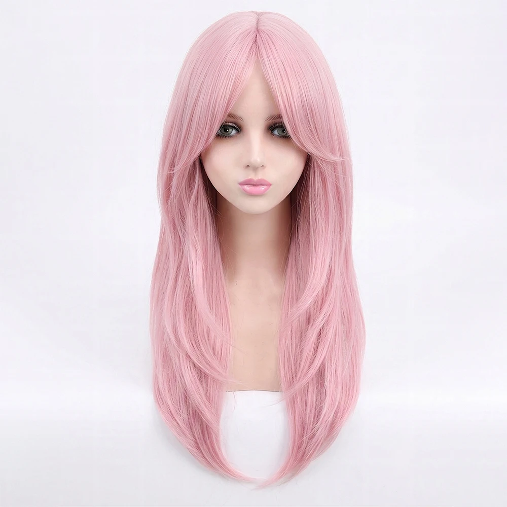 Picture 7: Pink Wig Lolita Long Straight Hair Natural Layered Wigs for Women Daily Cosplay Wig Halloween Heat Resistant Synthetic Hair 가발
