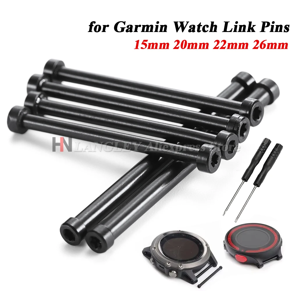 مسامير موصل الساعة لـ Garmin Fenix 7/6/5/4 Forerunner 935 945 955 دبابيس ربط فضية سوداء مع أداة استبدال المفكات #1