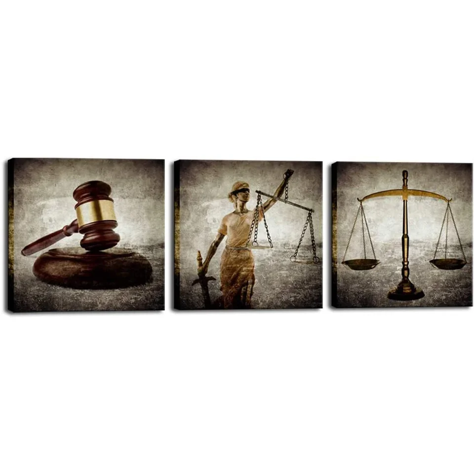 Legal 3 pcs diamond painting Legal Company Proportional Justice Hammer Image full drill cross stitch mosaic embroidery Wall Art