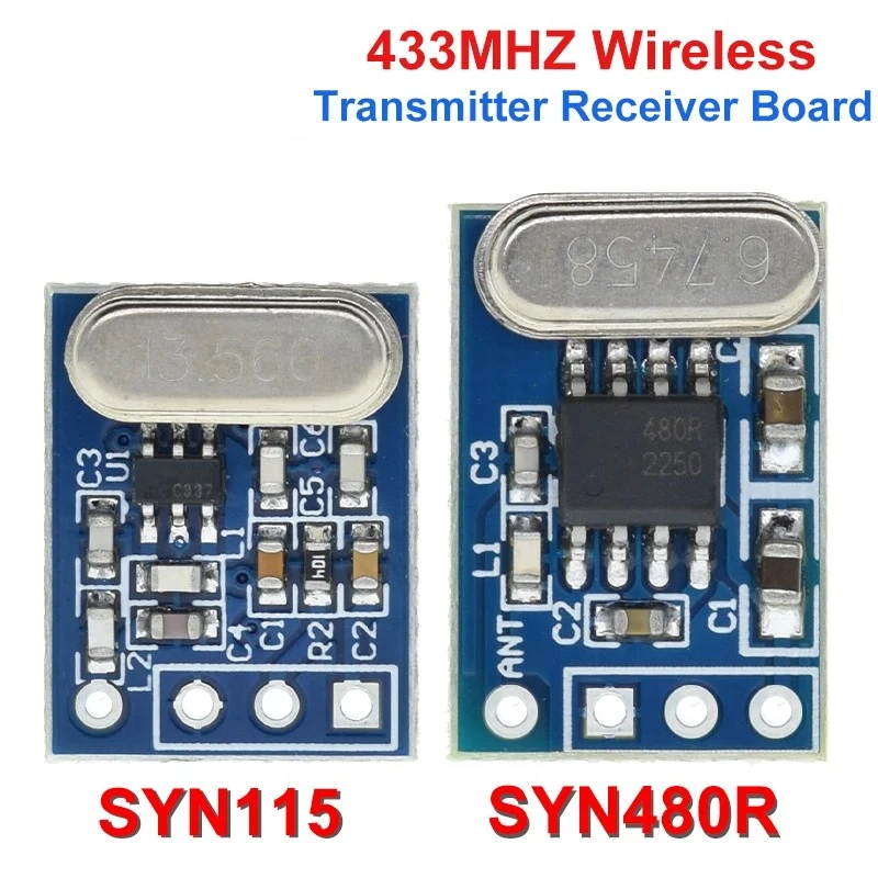 1Set 2Pcs 433MHZ Wireless Transmitter Receiver Board Module SYN115 SYN480R ASK/OOK Chip PCB for arduino