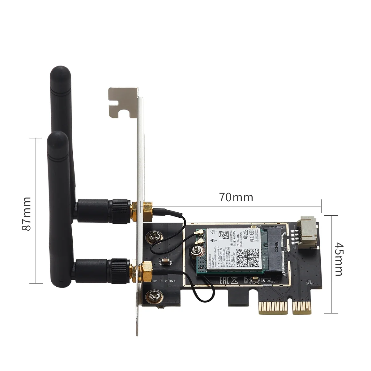 IOCREST Wireless WiFi 7 Intel BE200 PCI-E Network Card Bluetooth 5.4 Tri Band 2.4G&5G&6GHz 8774Mbps BE200NGW Chip 802.11be