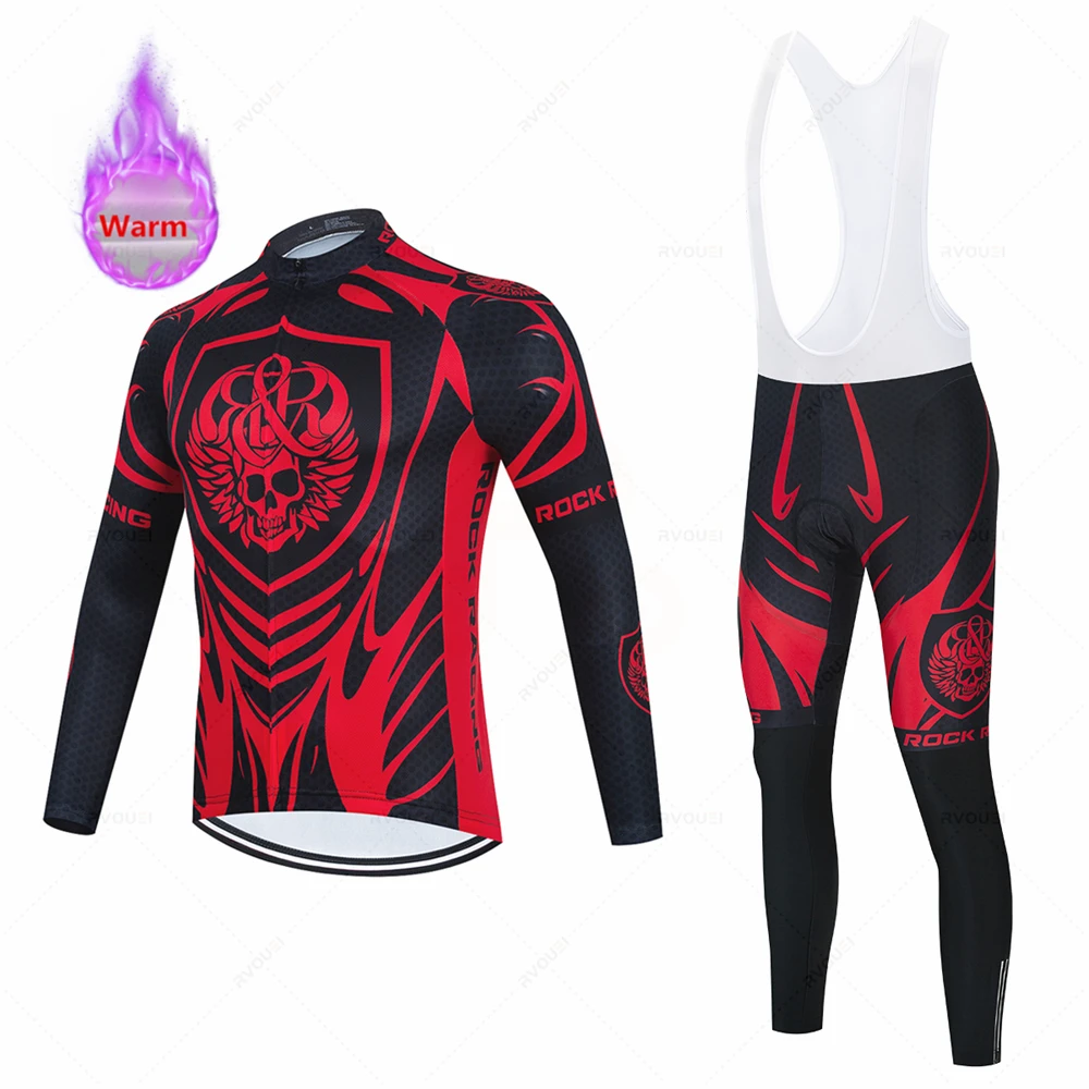 Rock Racing 2023 New Team Winter Cycling Jersey Set Clothing Suit Men Long Sleeve MTB Bike Road Pants Bib Ropa Maillot Ciclismo