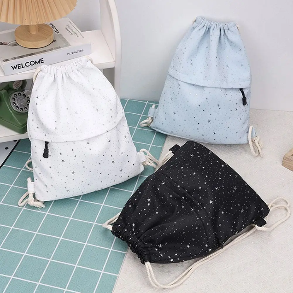 Lightweight Drawstring Backpack Waterproof Wear-resistant Sport Gym Bag Polyester Star Pattern Fitness Sack Basketball