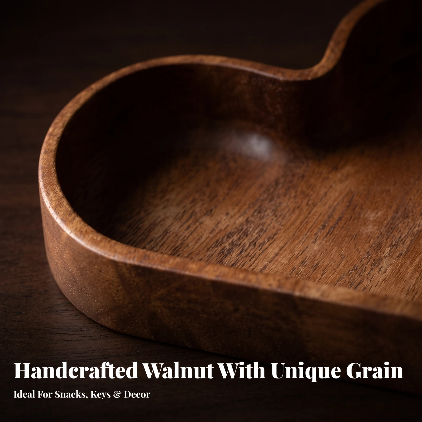 Heart-Shaped Tray Artisan Wood Tray with Raised Sides Decorative for Tabletop, Desk