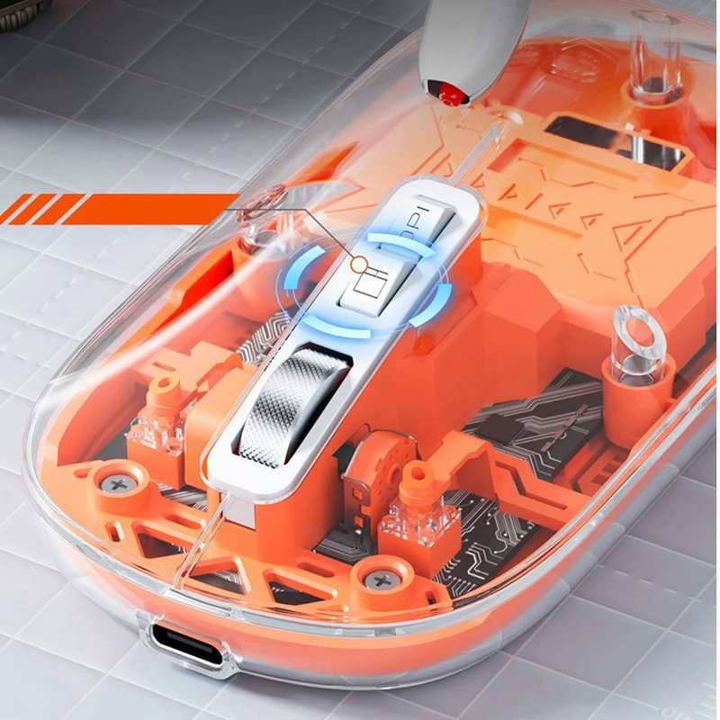 Bass Wireless Bluetooth Mouse 3-Mode Transparent Mouse 2.4G+Bluetooth5.0 For Laptop/Tablet