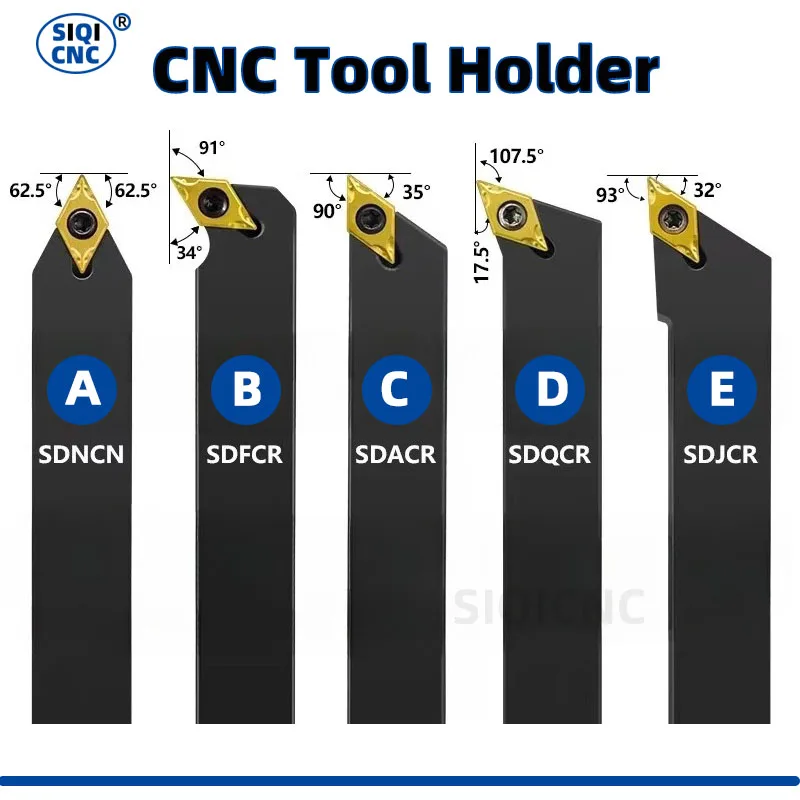 SIQI CNC Tool Holder SDNCN SDACR SDQCR SDJCR SDFCR Lathe Tool 1010 1212 1616 Double Chamfer External Metal Lathe Cutting Machine