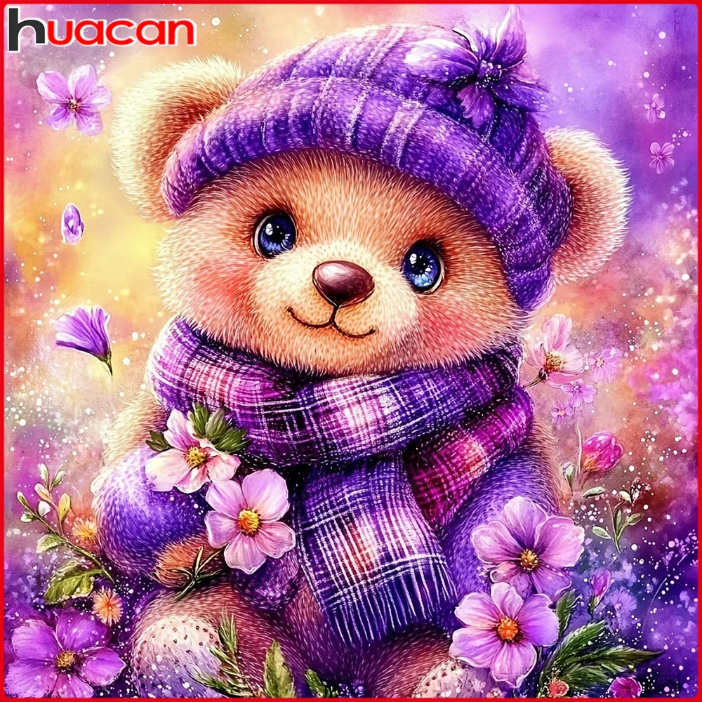Huacan DIY Diamantmalerei Cartoon Bär Diamantstickerei Tiermotive Strass-Bild