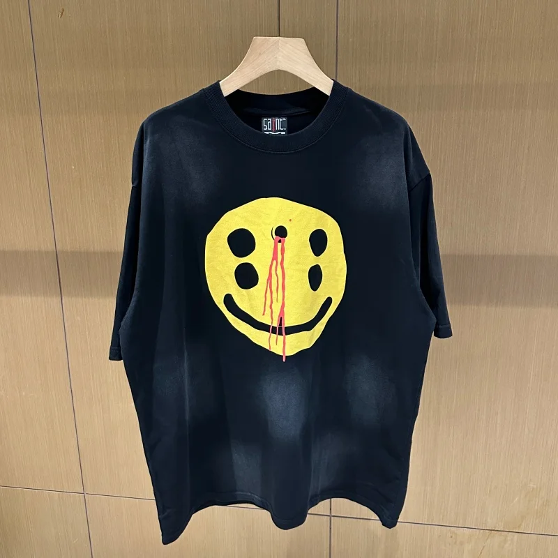 

CPFM Saint TEE мытые смайлики с принтом High Street американские повседневные мужские и женские футболки топы