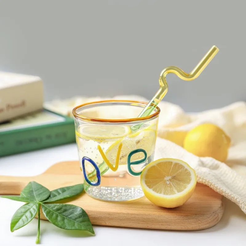 

Love Handmade Three-dimensional Color Letter Decoration Large Capacity Glass Cup Female Lovely