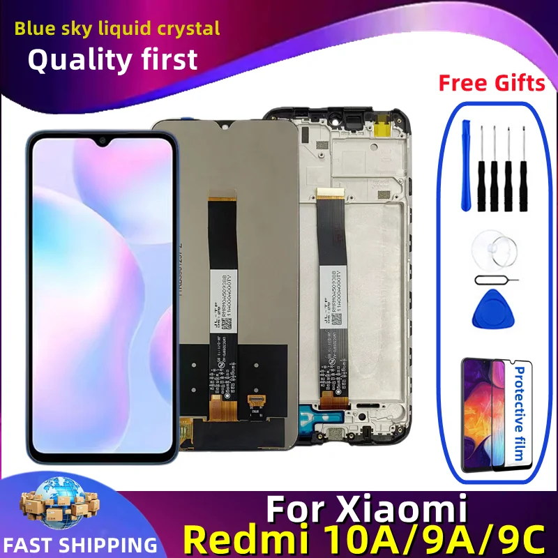 Pour Xiaomi Redmi 10A 9A 9C Original Lcd écran tactile numériseur assemblage pièces de rechange avec cadre, pour Redmi 10A Lcd