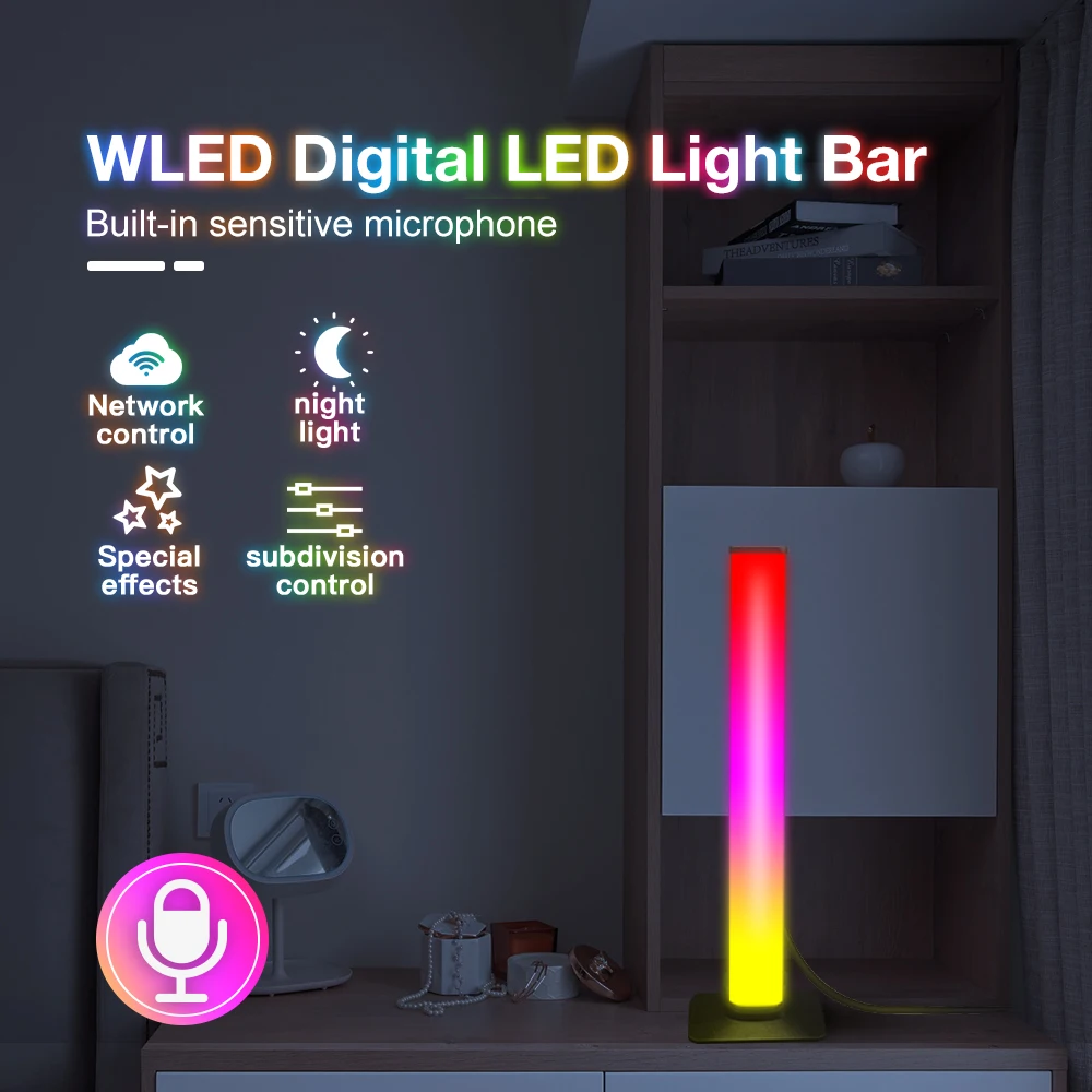 

GLEDOPTO WLED Light Bar Digital RGB Multicolor LED WiFi APP Control DC5V USB Microphone Function Music Mode DIY Dynamic Lighting