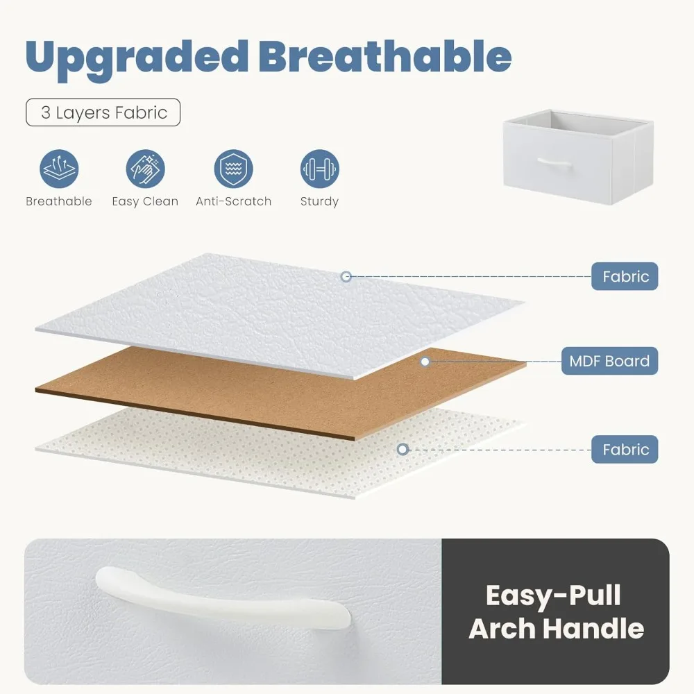 Comò porta TV per soggiorno e camera da letto con 7 cassetti in tessuto, organizer per riporre oggetti per centro di intrattenimento per abbigliamento