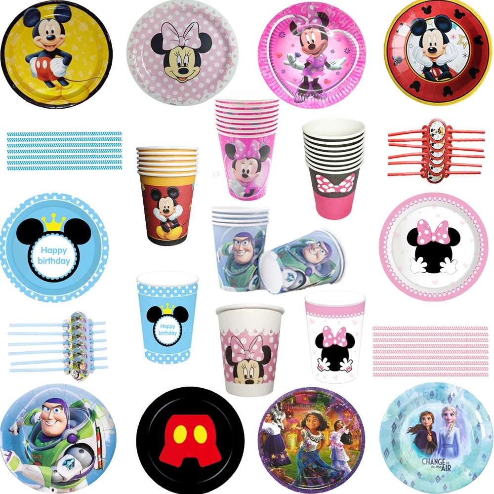 

Mickey Mouse Minnie Theme Party Children's Birthday Party Cartoon Decorative Paper Cup Dinner Plate Tissue Disposable Tableware